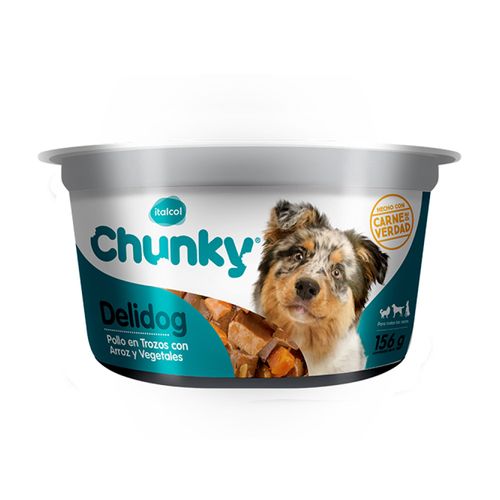 Alimento Húmedo Perro Chunky Delidog Pollo En Trozos Con Arroz Y Vegetales