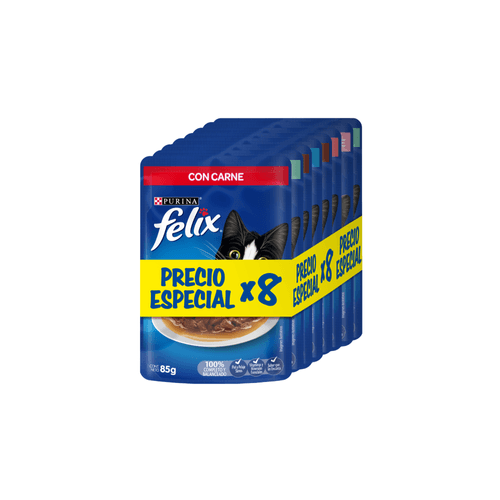Alimento Húmedo Para Gato Felix Pack Surtido X8
