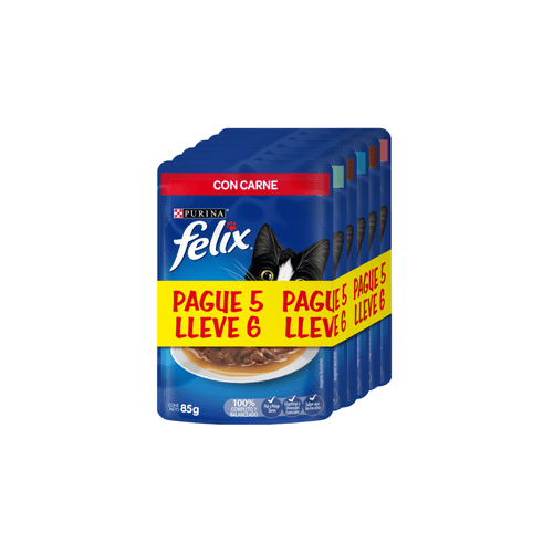 Alimento Húmedo Para Gato Felix Promo Pouch Surtido Paque 5 Lleve 6