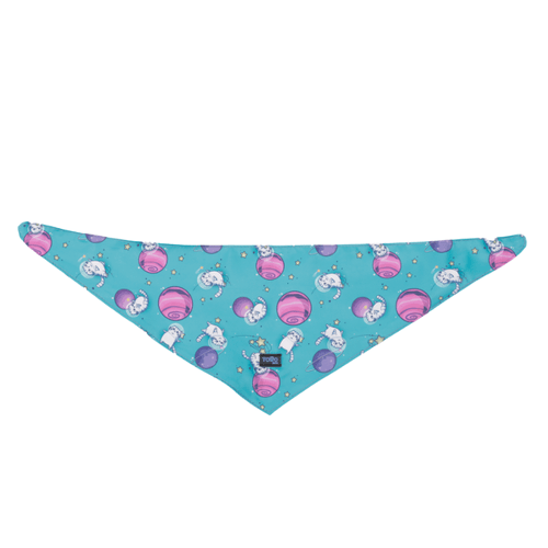 Pañuelo Para Mascotas Totto Menta Doble Faz 2.0 Azul- Morado Gato