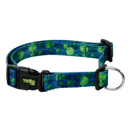 Collar Ajustable Para Perro Totto Mylu Azul Extraterrestres