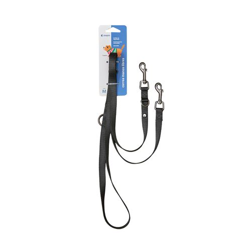 Correa Para Perro Manos Libre Nylon Negro Puppis