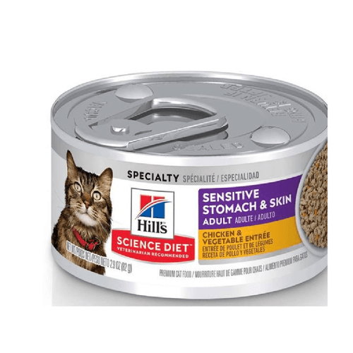 Hill's Science Diet Adult 7+, alimento saludable húmedo en lata para gato senior Piel y Estómago Sensibles
