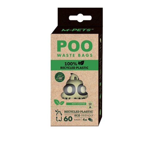 M-Pets Bolsa Plástica de Menta Reciclable Para Perro