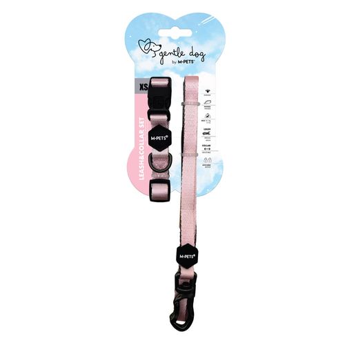 Set Correa y Collar M-Pets Gentle Dog Rosa Blush