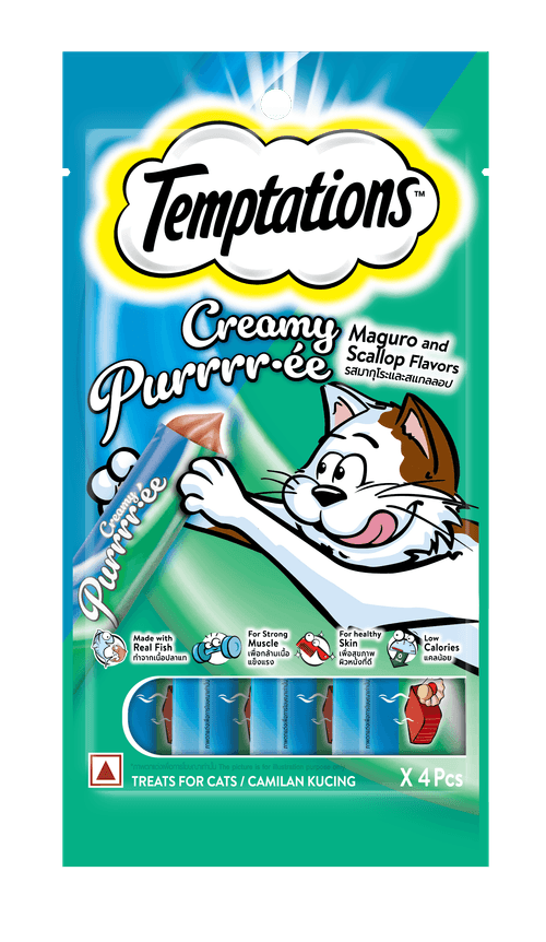 Snack Cremoso para Gato Temptations Atún y Vieiras