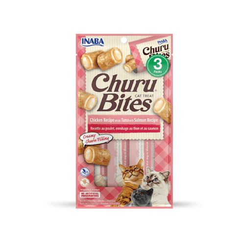Snack Cremoso Para Gato Inaba Churu Bites Pollo Wraps Atún Con Salmón
