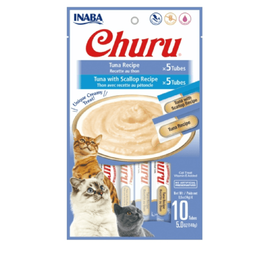 Snack Para Gato Cremoso Inaba Churu Tuna y Tuna Con Scallop