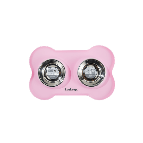 Comedero doble Rosa para mascotas Luuks Up